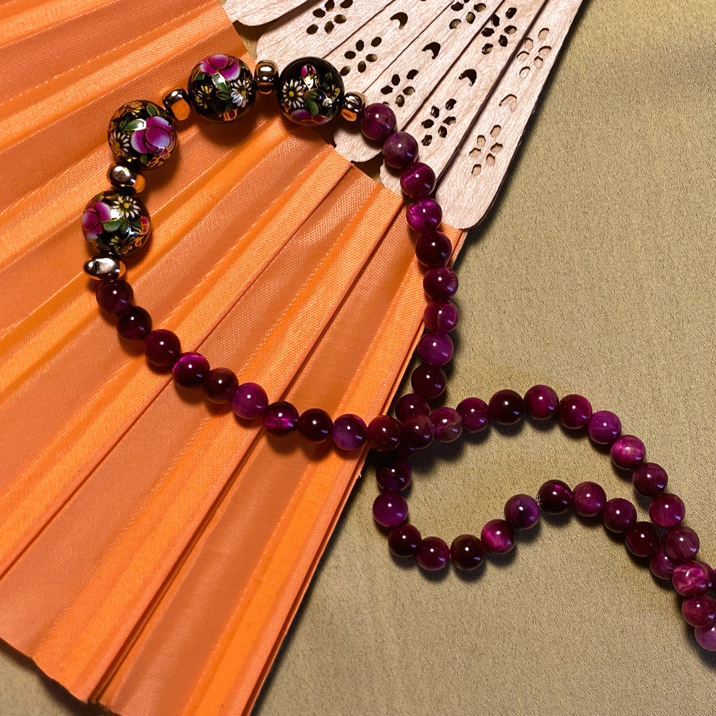 Pink Tiger Eye Necklace GAIA Necklace GAIA