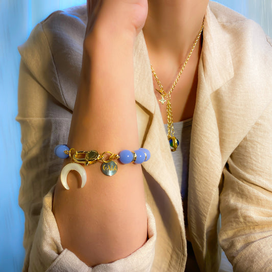 The Blue Agate & Shell Harmony Bracelet - GAIA - Jewellery Store