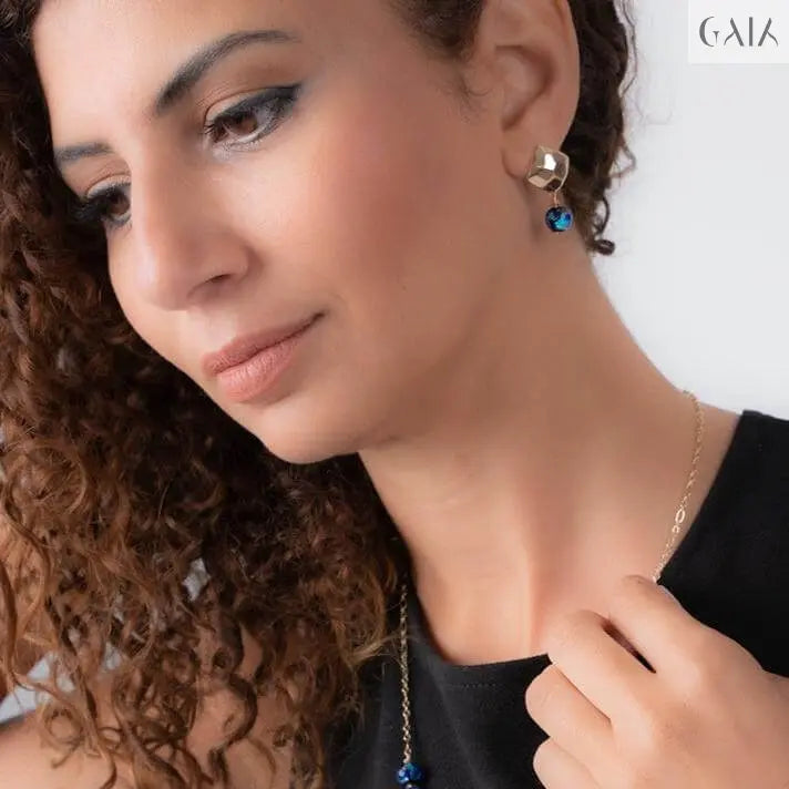 Golden Blue Earrings - GAIA - Jewellery Store