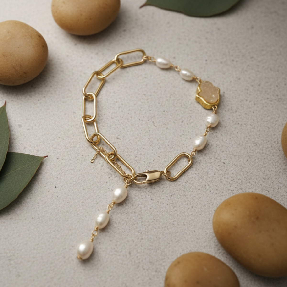 Hamsa Pearl Harmony Bracelet