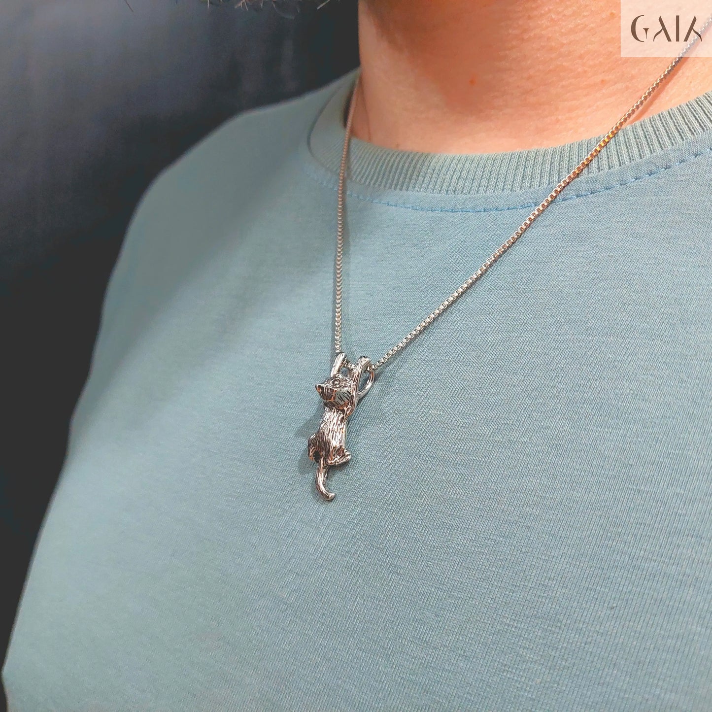 Hanging Cat Necklace Jewelry Designers Necklace GAIA