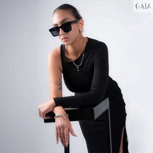 Moon Bracelets with 18K Gold and Labradorite - GAIA - Jewellery Store