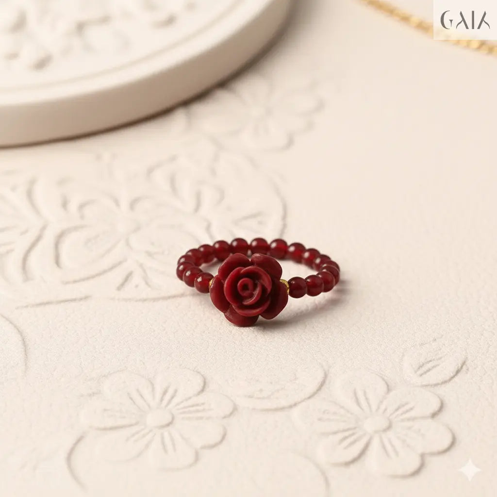 Natural Garnet Bead Ring - GAIA - Jewellery Store