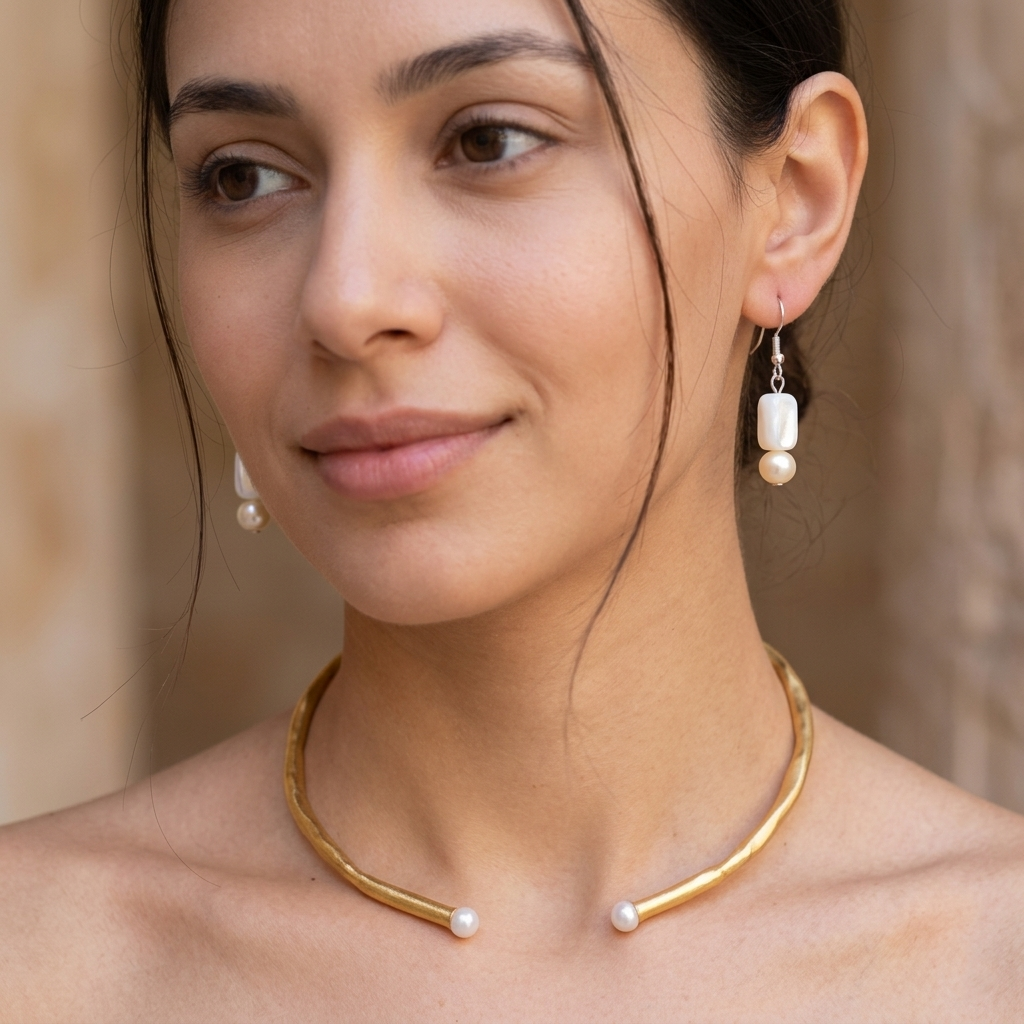 Pearly Shell Drop Earrings
