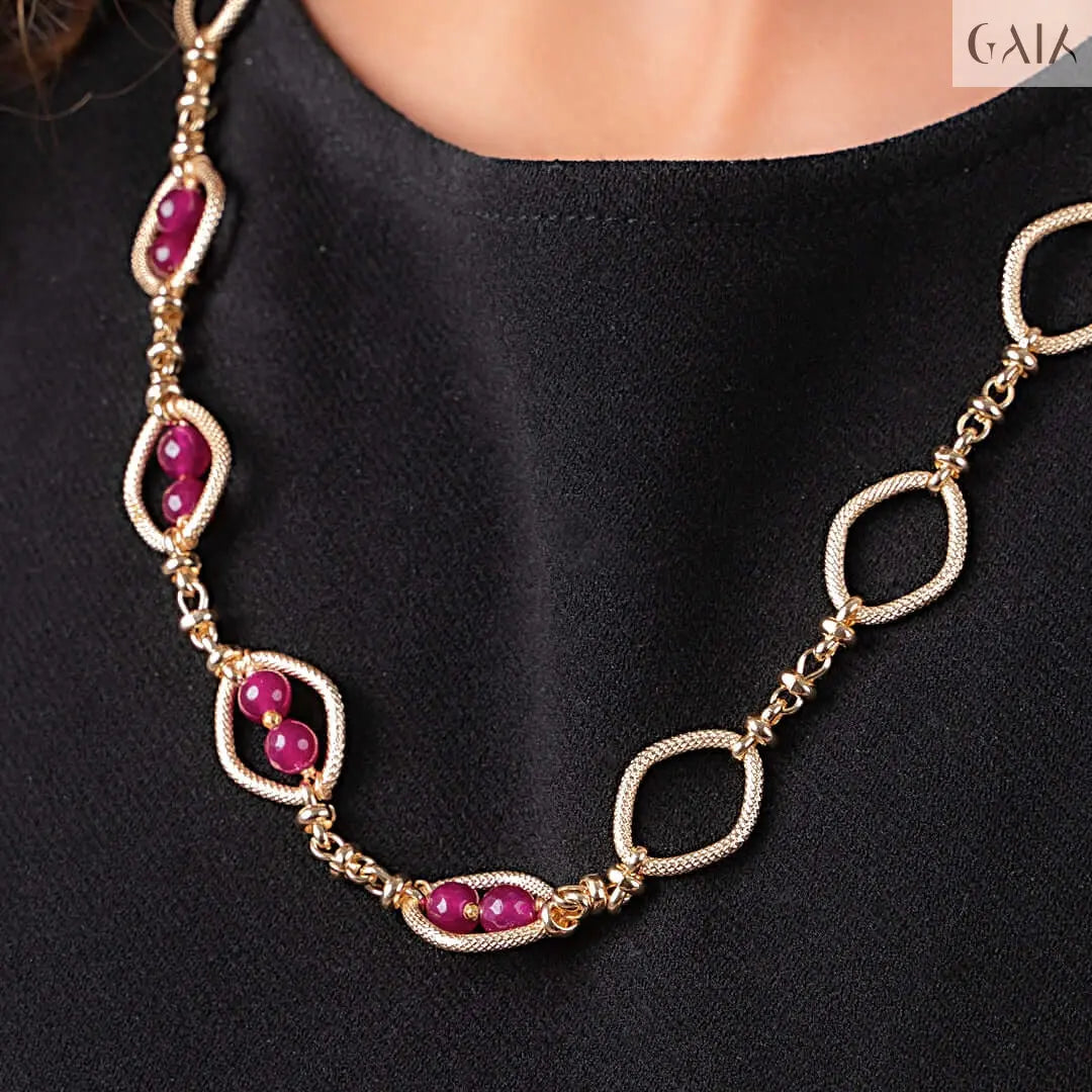 Red Golden Necklace - GAIA - Jewellery Store
