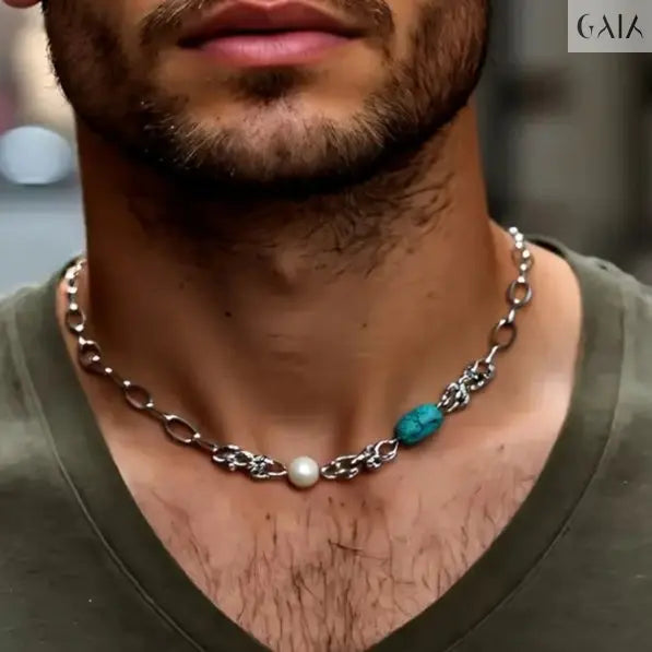 Steel & Stone Necklace Jewelry Designers Necklace GAIA