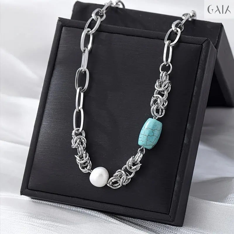 Steel & Stone Necklace Jewelry Designers Necklace GAIA
