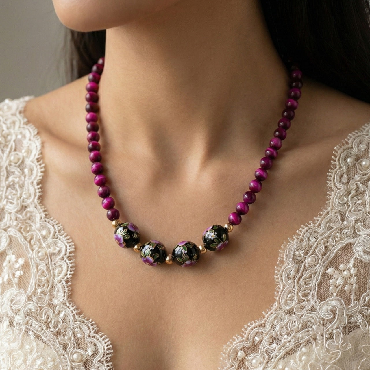 Pink Tiger Eye Necklace