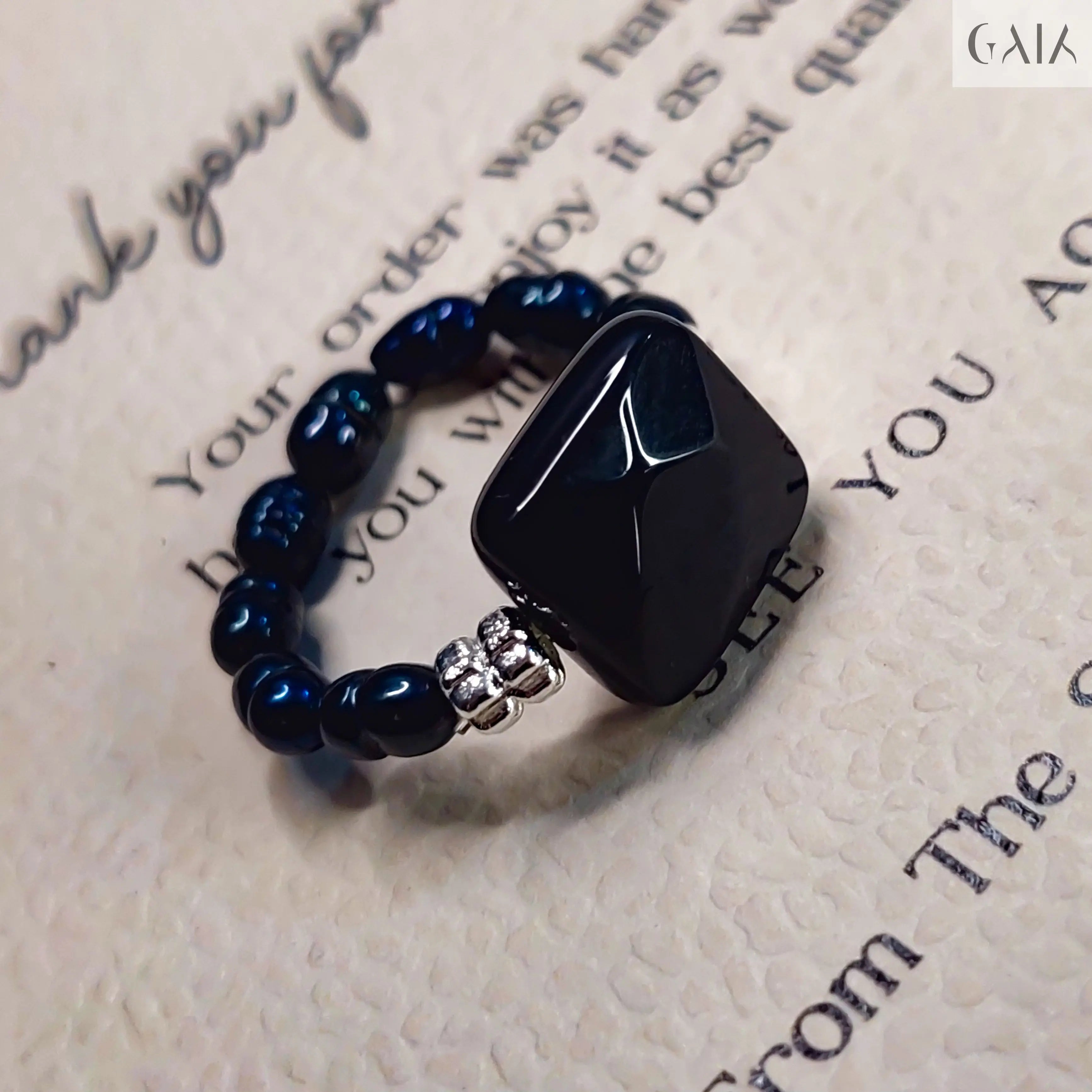 Square Onyx Ring - GAIA - Rings