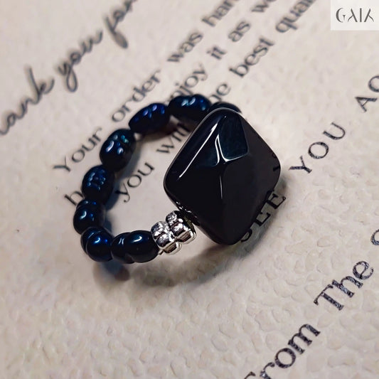 Square Onyx Ring - GAIA - Rings