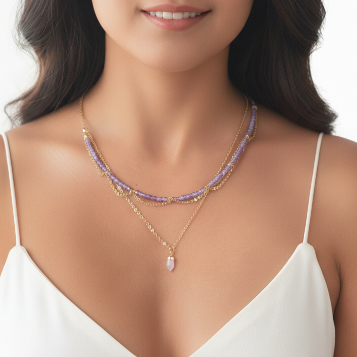Rose Quartz Drop Necklace GAIA Necklace GAIA