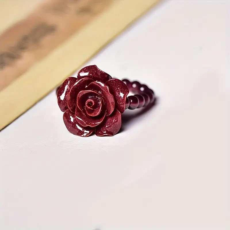 Natural Garnet Bead Ring