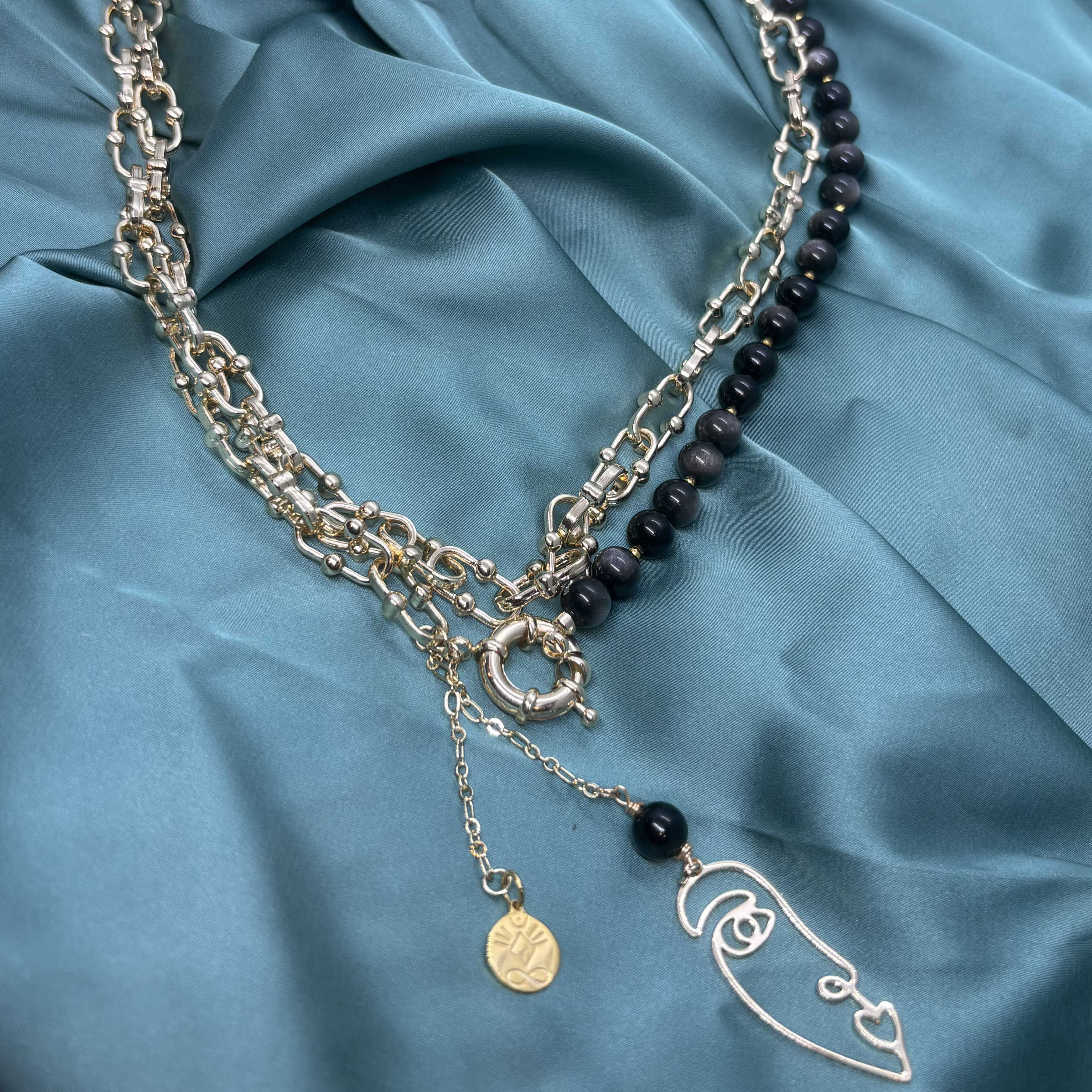 Silver Obsidian Necklace - GAIA