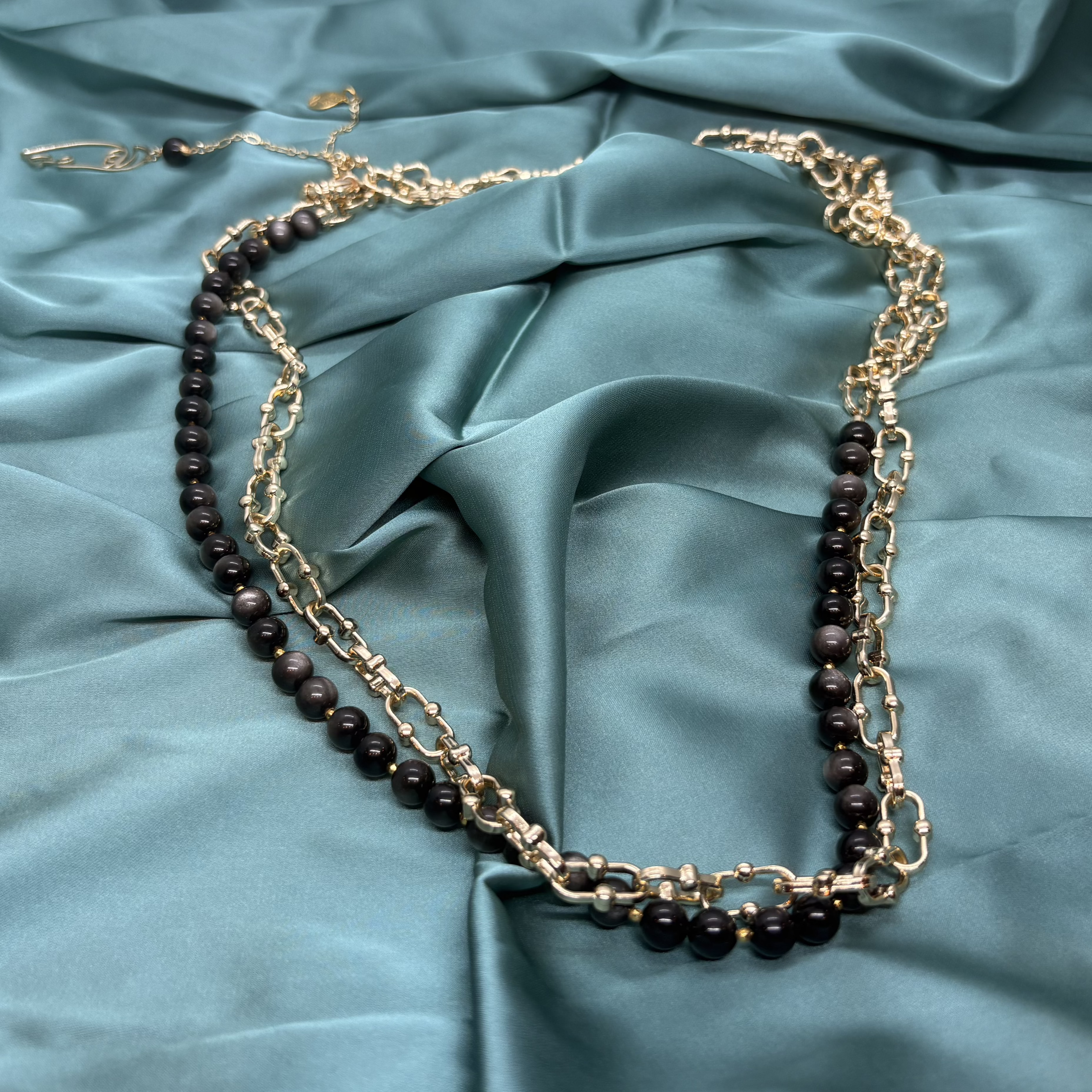 Silver Obsidian Necklace - GAIA