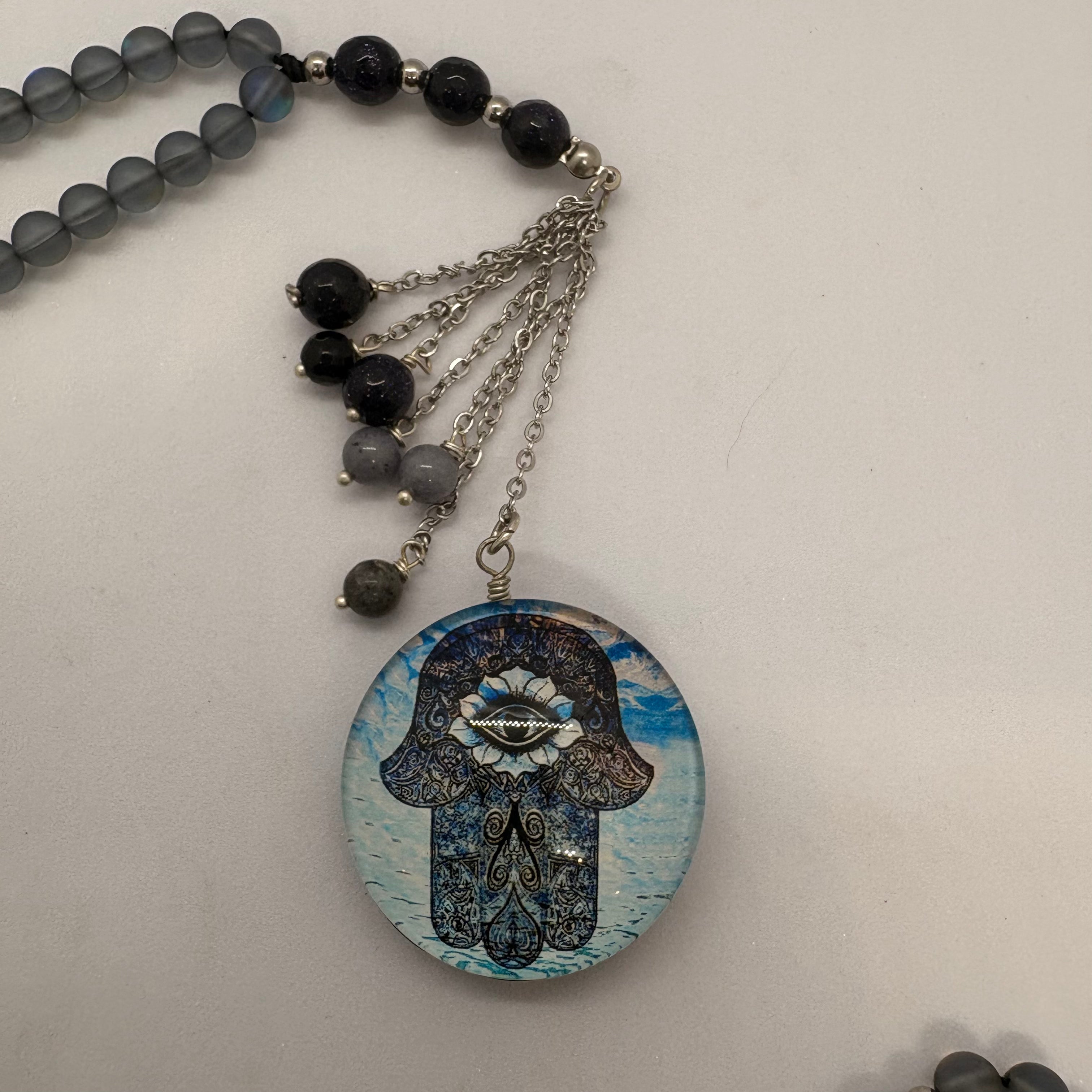 Grey Synthetic Moonstone Sabha Necklace - GAIA Global