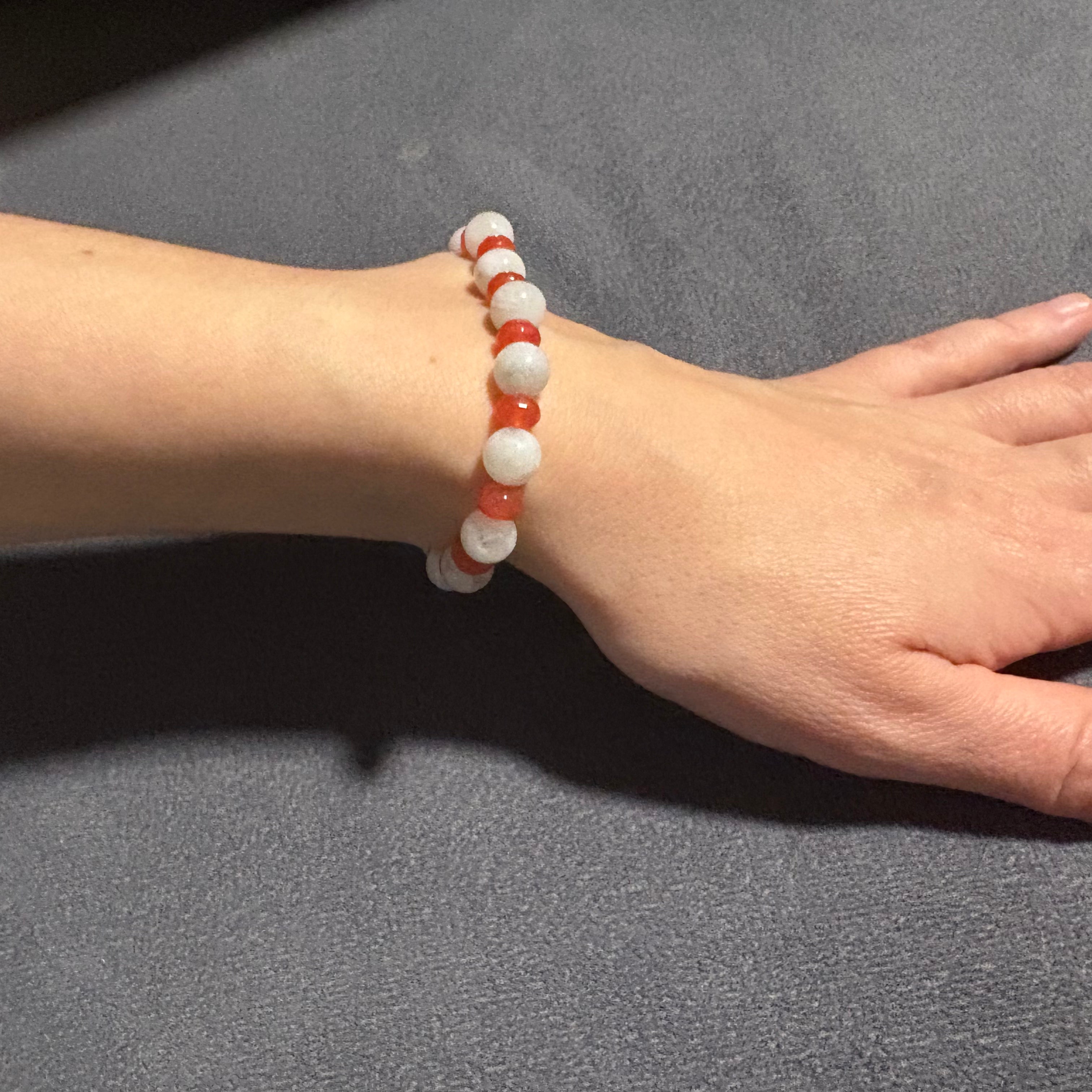 White & Orange Agate Bracelet