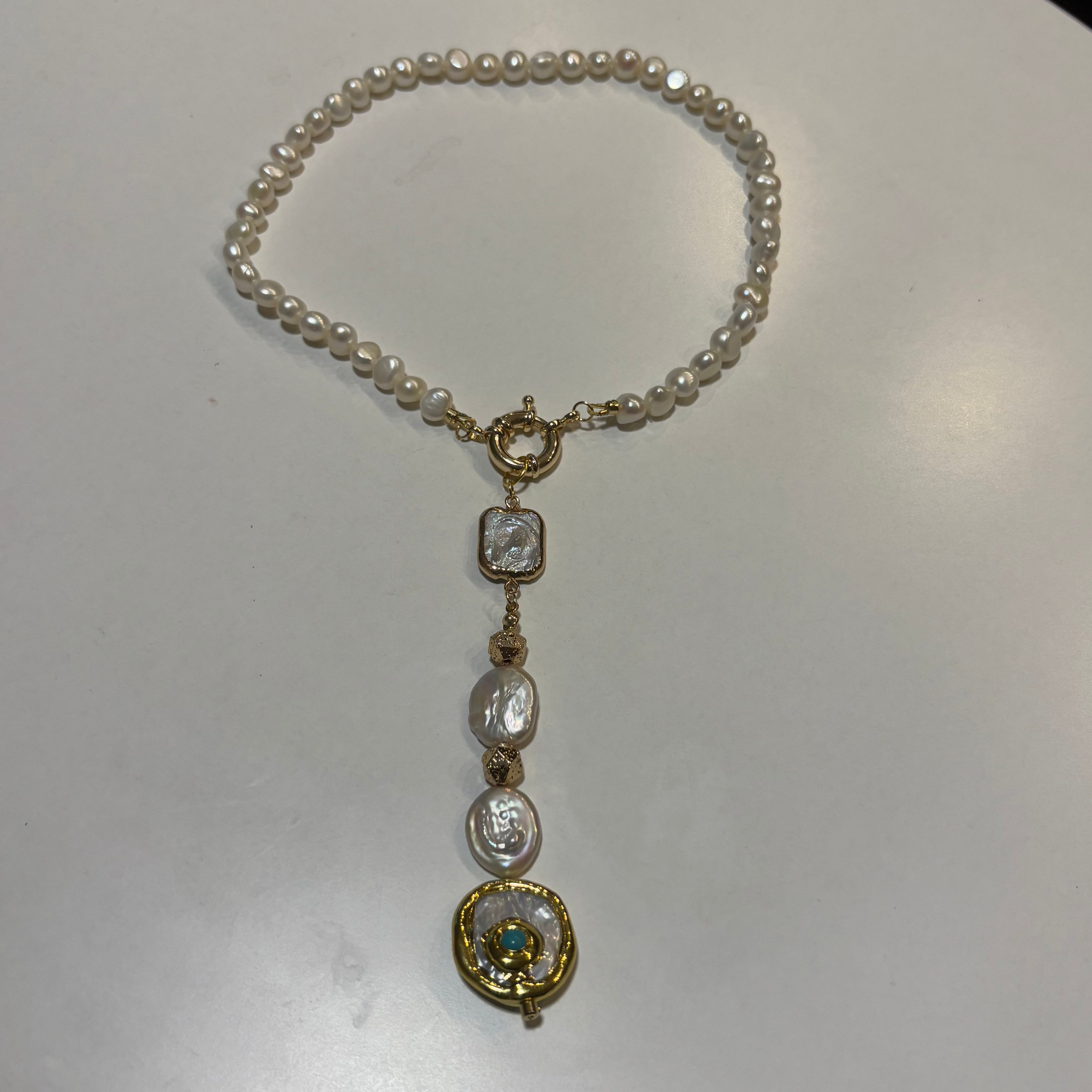 White Coin Pearl Necklace