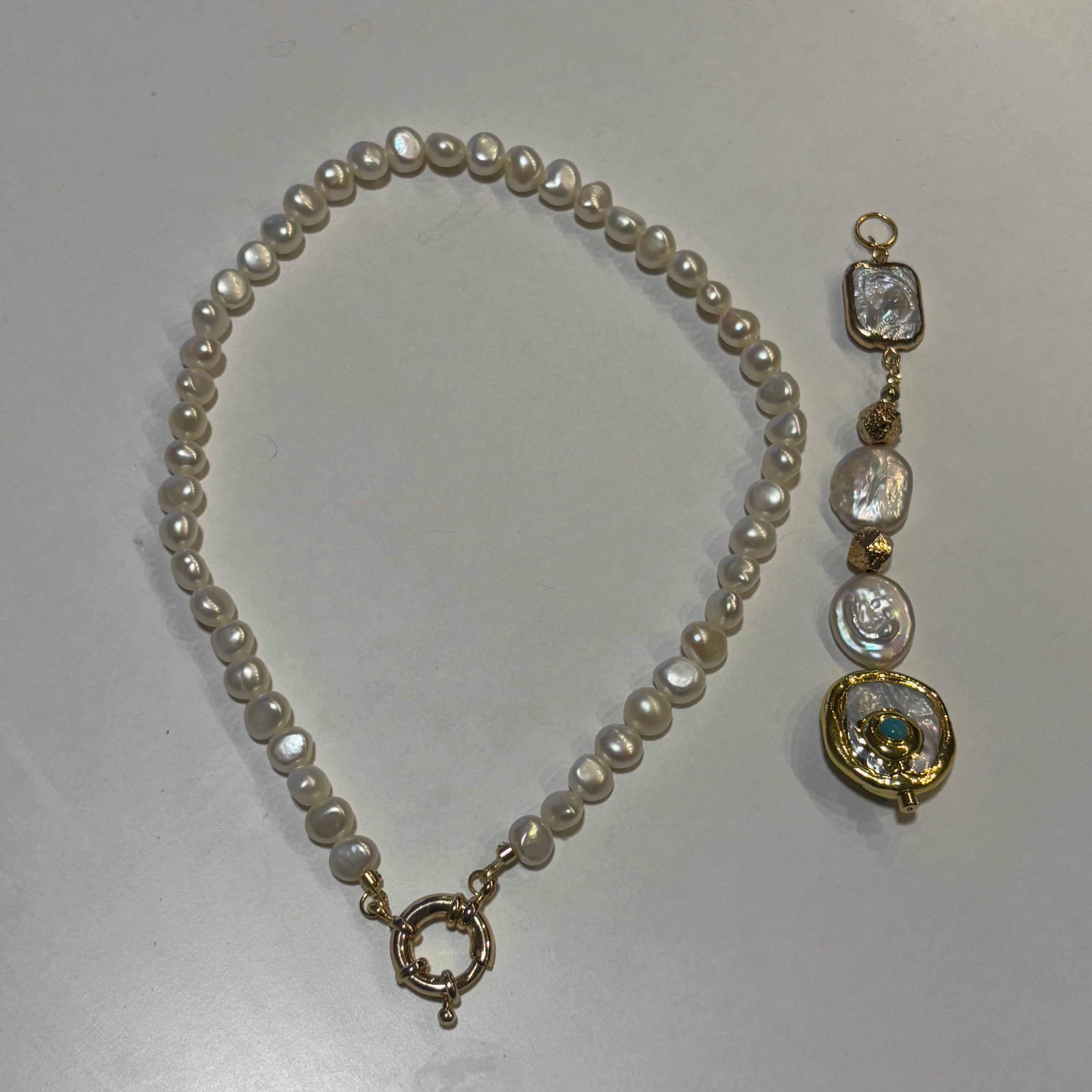 White Coin Pearl Necklace