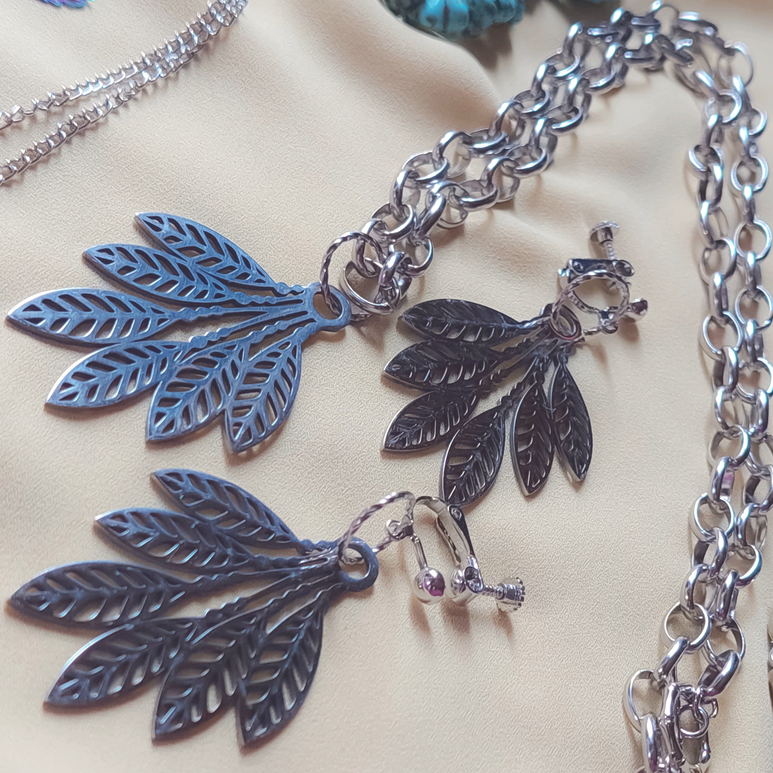 leaf Set Necklace + Earrings