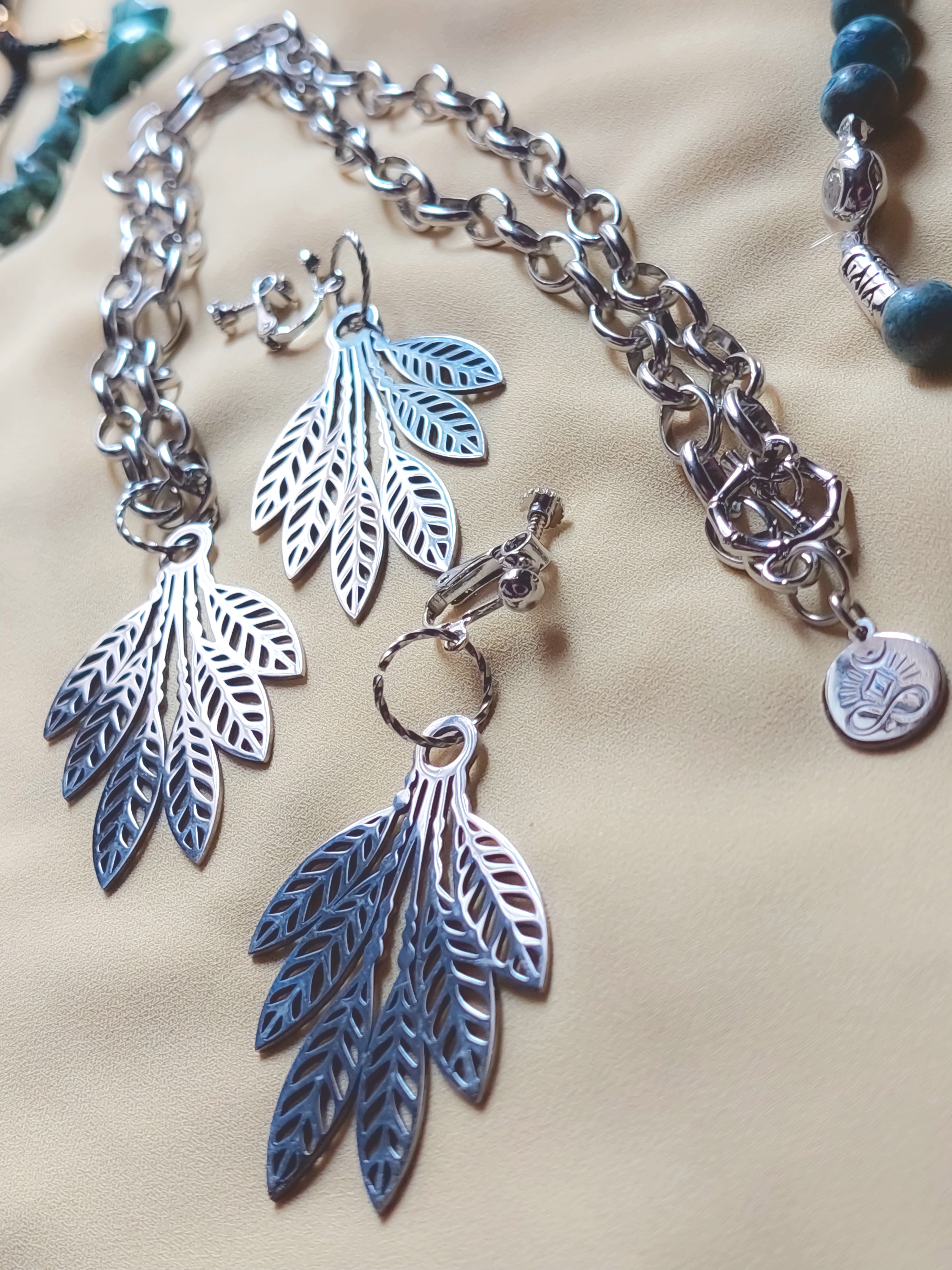 leaf Set Necklace + Earrings