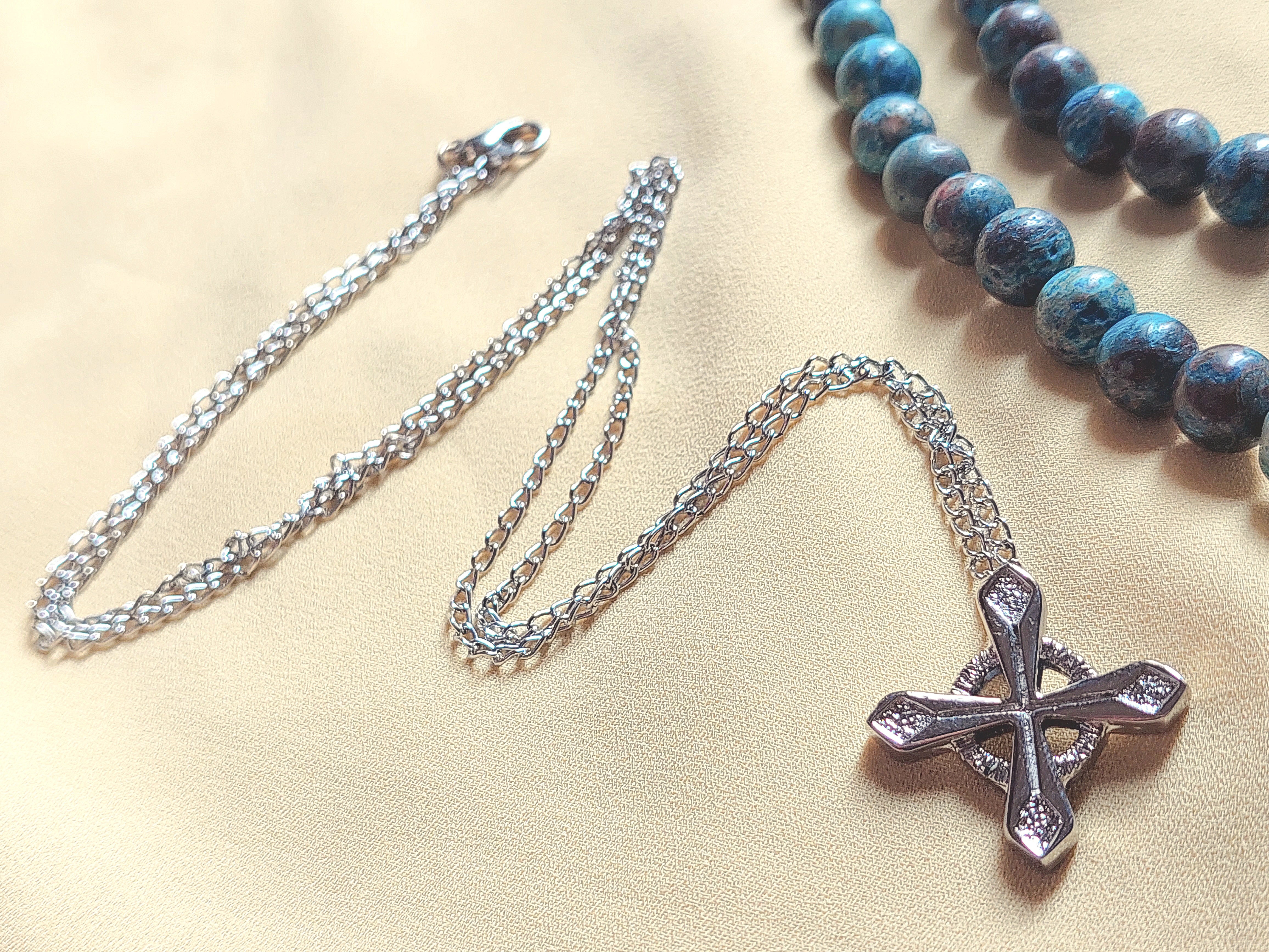 Equal-Armed Cross Necklace - Silver & 18K Gold - GAIA