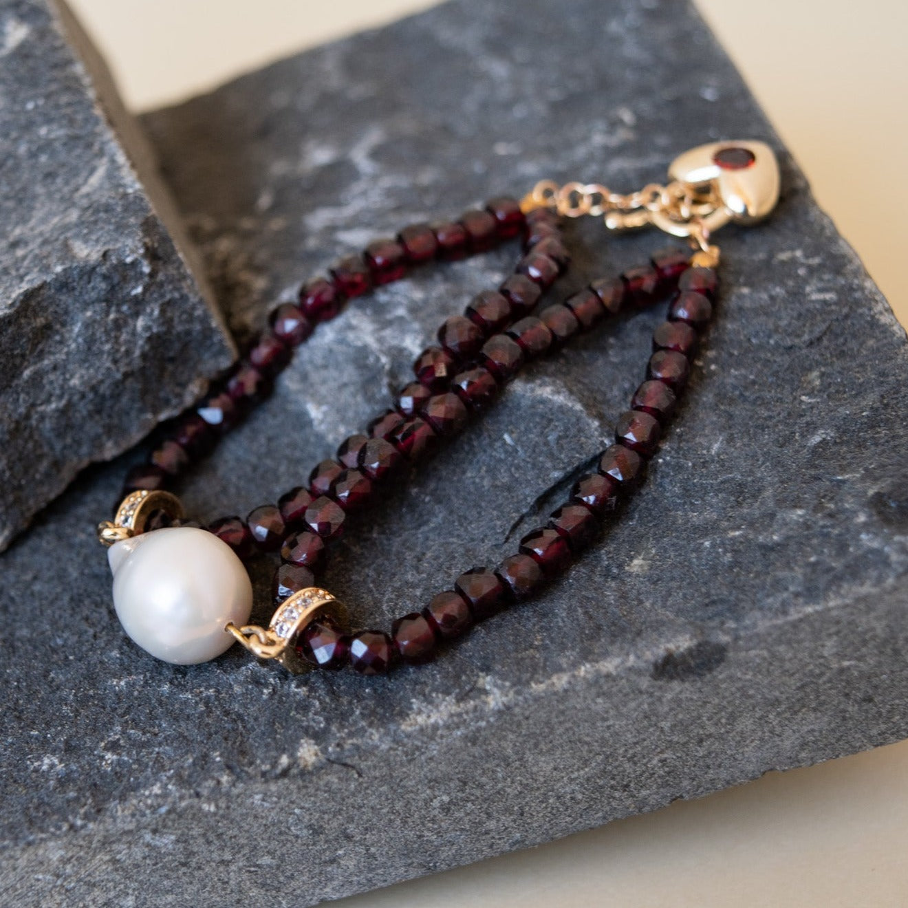 red garnet stone bracelet