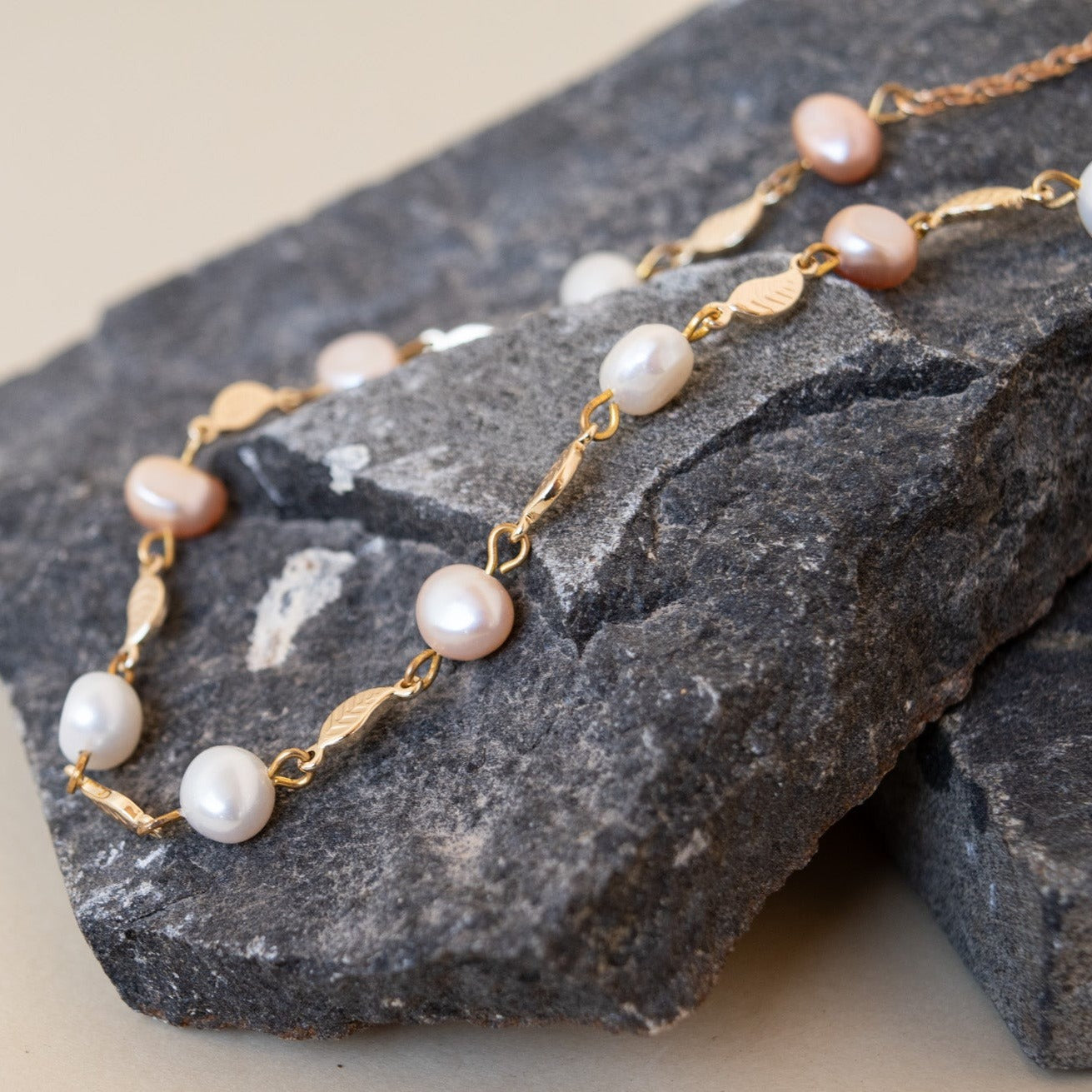 Natural Pink & White Pearl Choker - Necklaces - GAIA