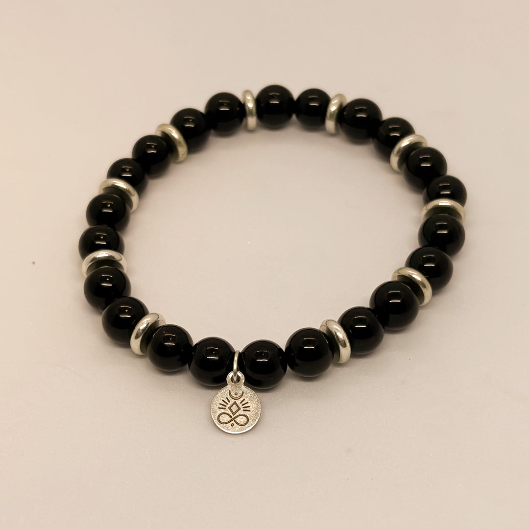 Smooth Black Agates bracelet