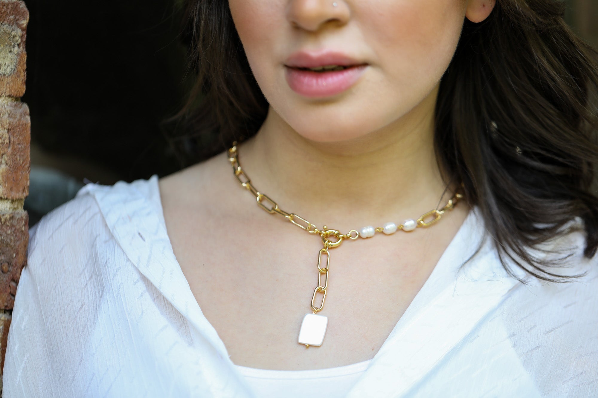 Shell & Pearls Gold Necklace