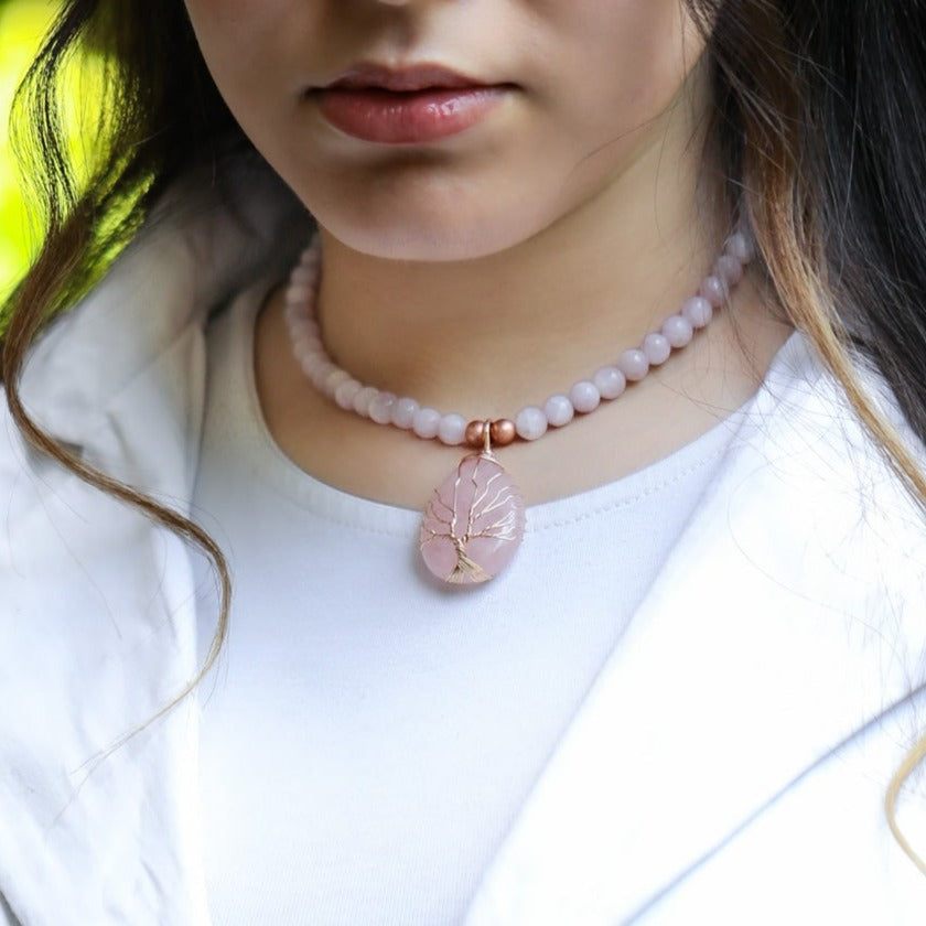 Kunzite Rose Necklace - Necklaces - GAIA