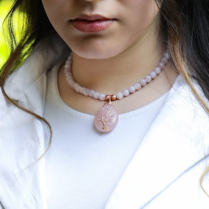 Kunzite Rose Necklace - Necklaces - GAIA