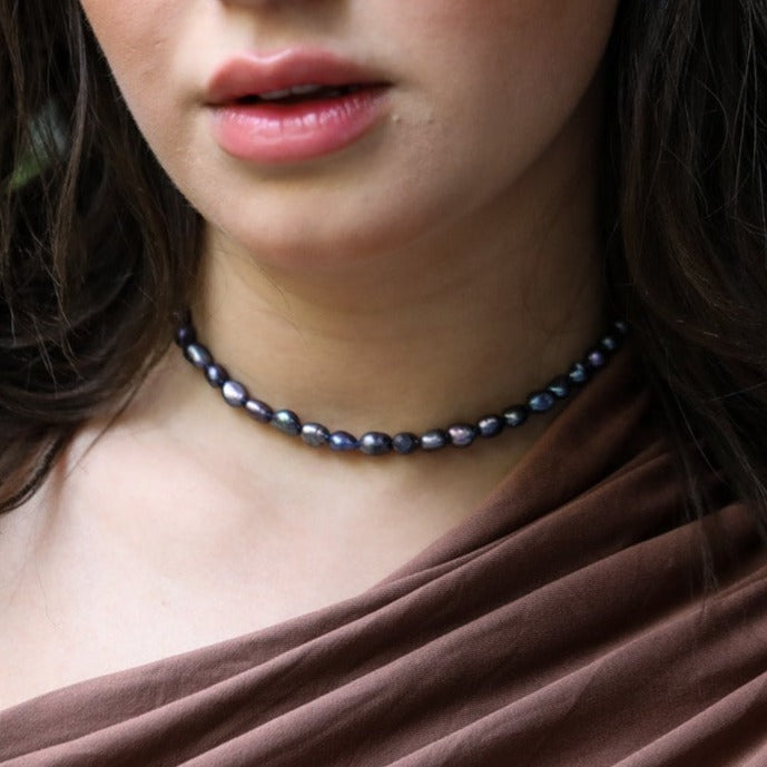 Black Natural Freshwater Pearl Necklace - Necklaces - GAIA