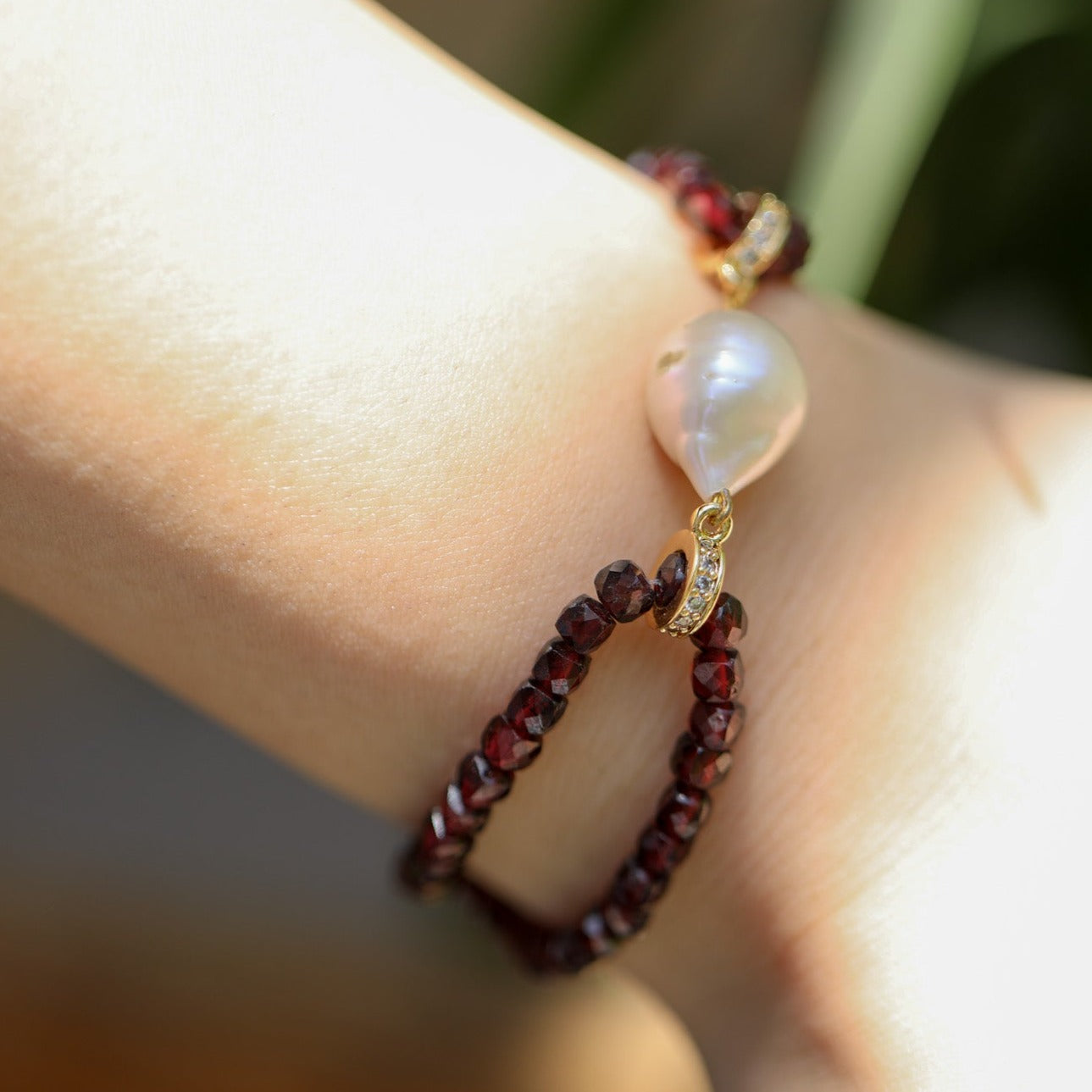 red garnet stone bracelet