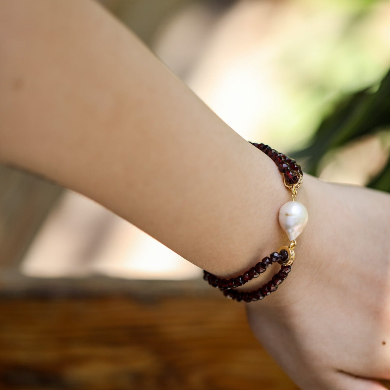 red garnet stone bracelet