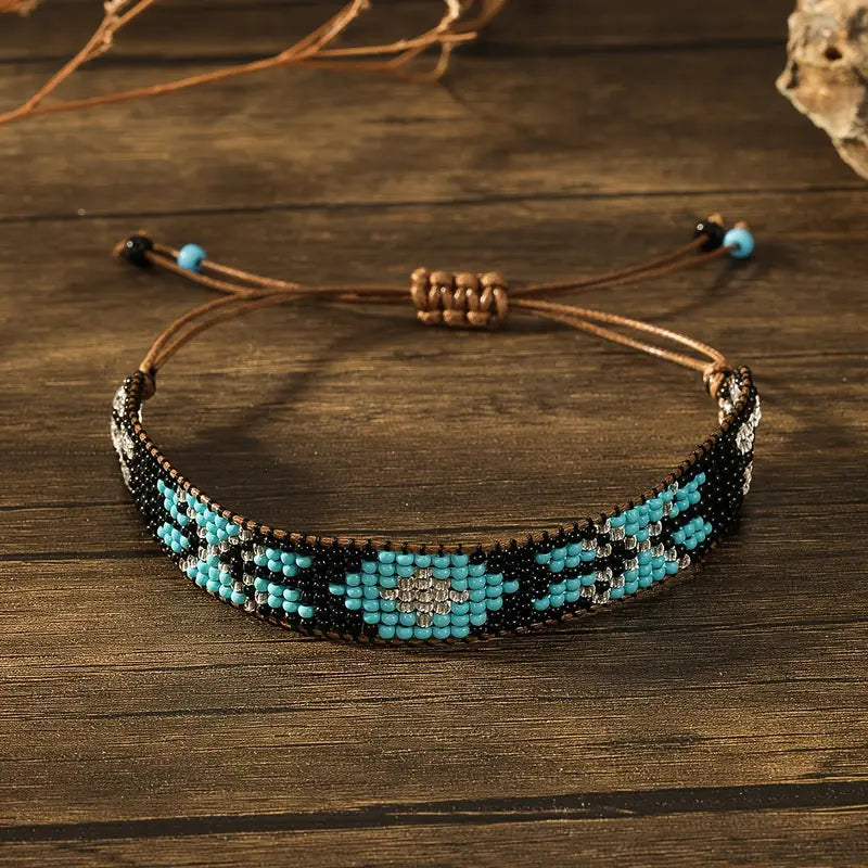 Blue and Black glass bracelet - GAIA