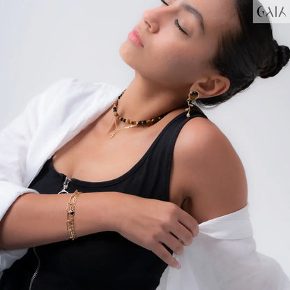 7A Tiger Eye Jewelry Set (Necklace + Earrings) - GAIA - Jewellery Store