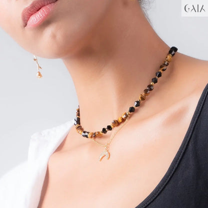 7A Tiger Eye Jewelry Set (Necklace + Earrings) - GAIA - Jewellery Store
