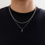 Men's Stainless Steel Double Layer Necklace Necklace adds minimalist hip-hop flair to any casual look.