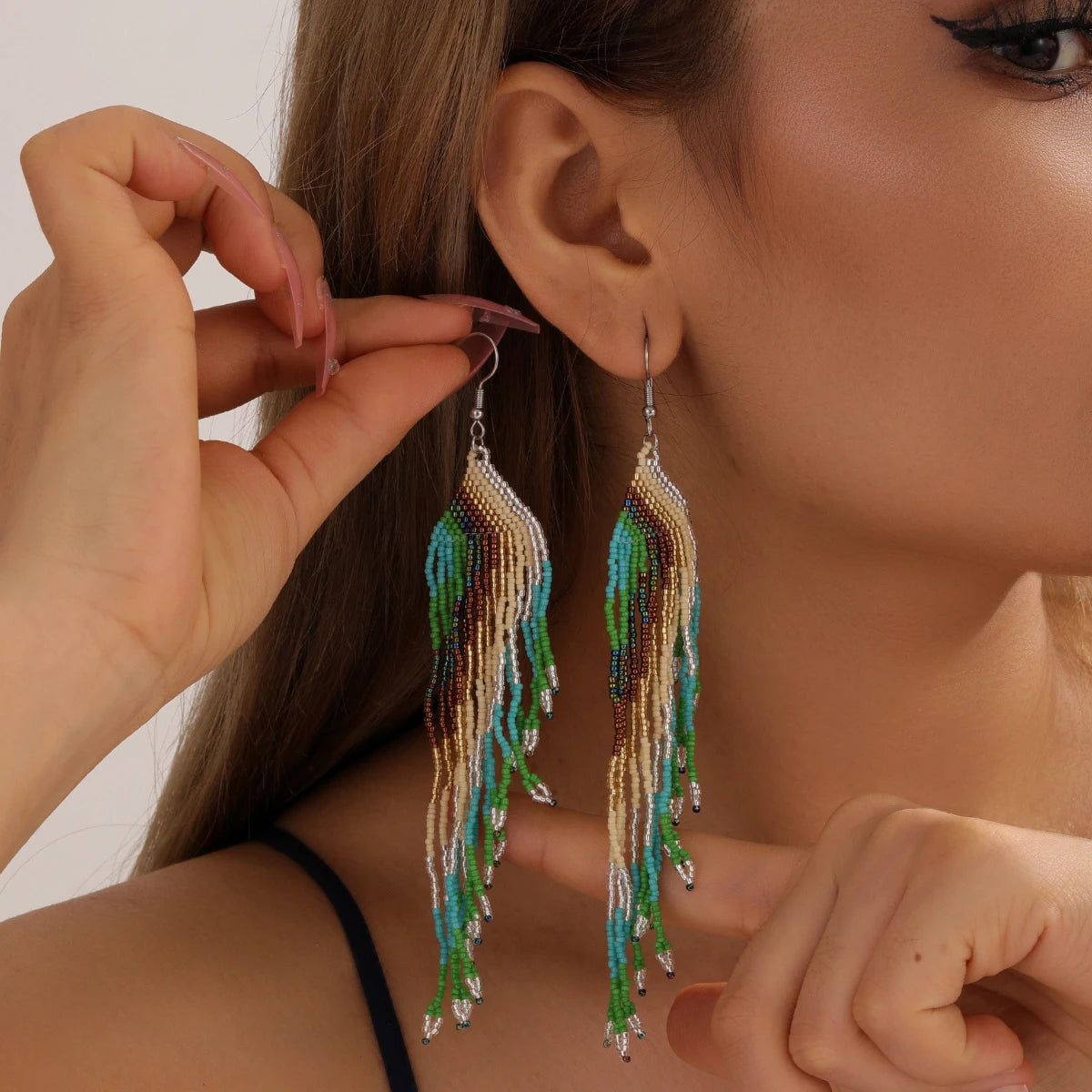 Handwoven Feather Earrings
