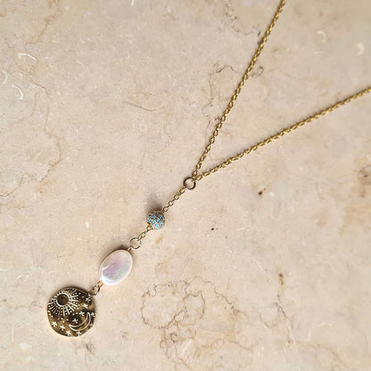 Pearl & Celestial Coin Necklace
