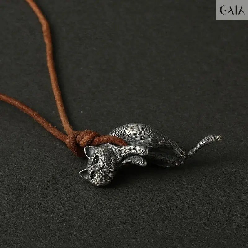 Curious Cat Pendant Jewelry Designers  Necklace GAIA