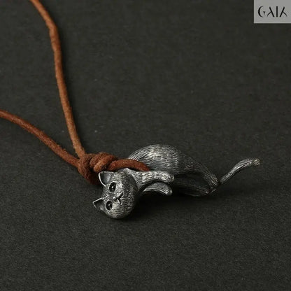 Curious Cat Pendant Jewelry Designers  Necklace GAIA