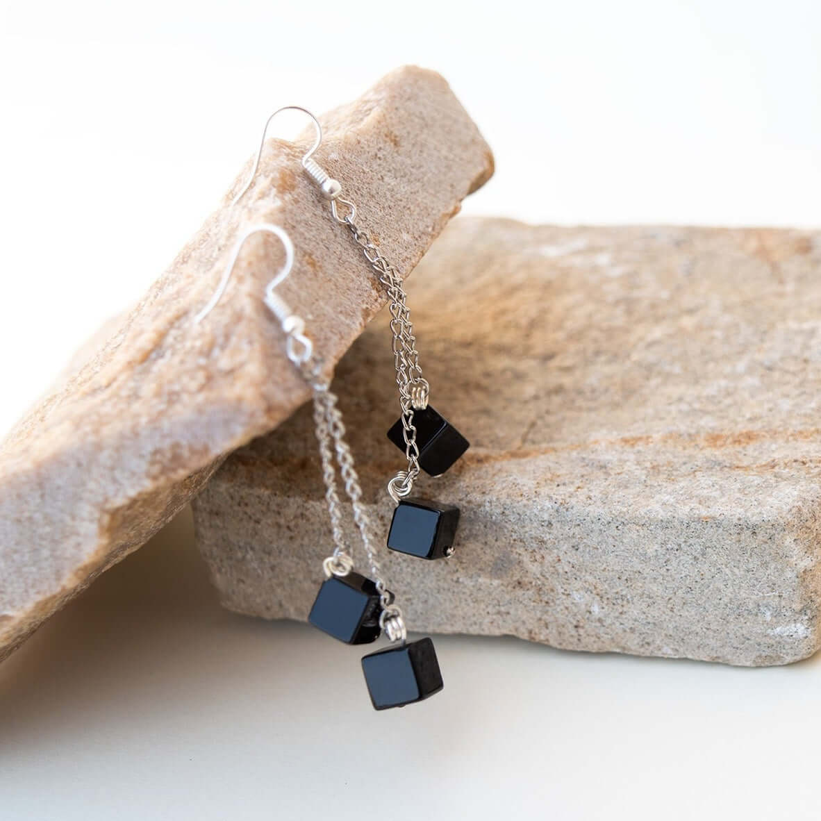 Elevate Your Elegance with Squared Black Agate earrings