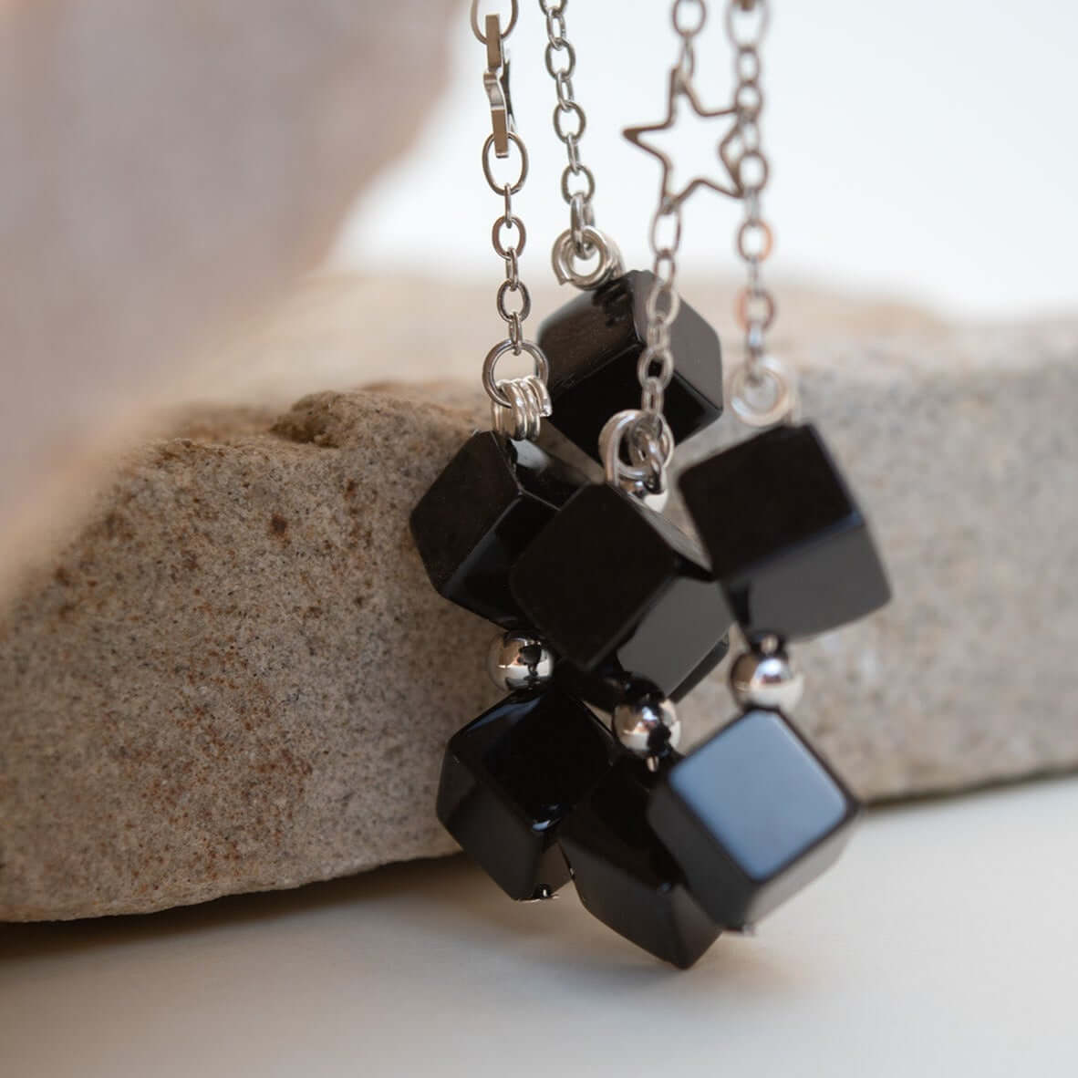 Elevate Your Elegance with Squared Black Agate earrings