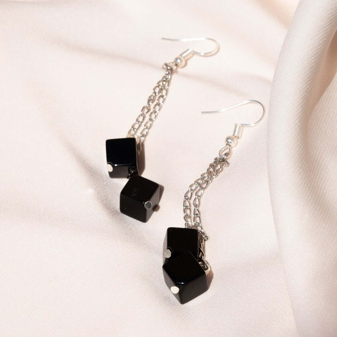 Elevate Your Elegance with Squared Black Agate earrings