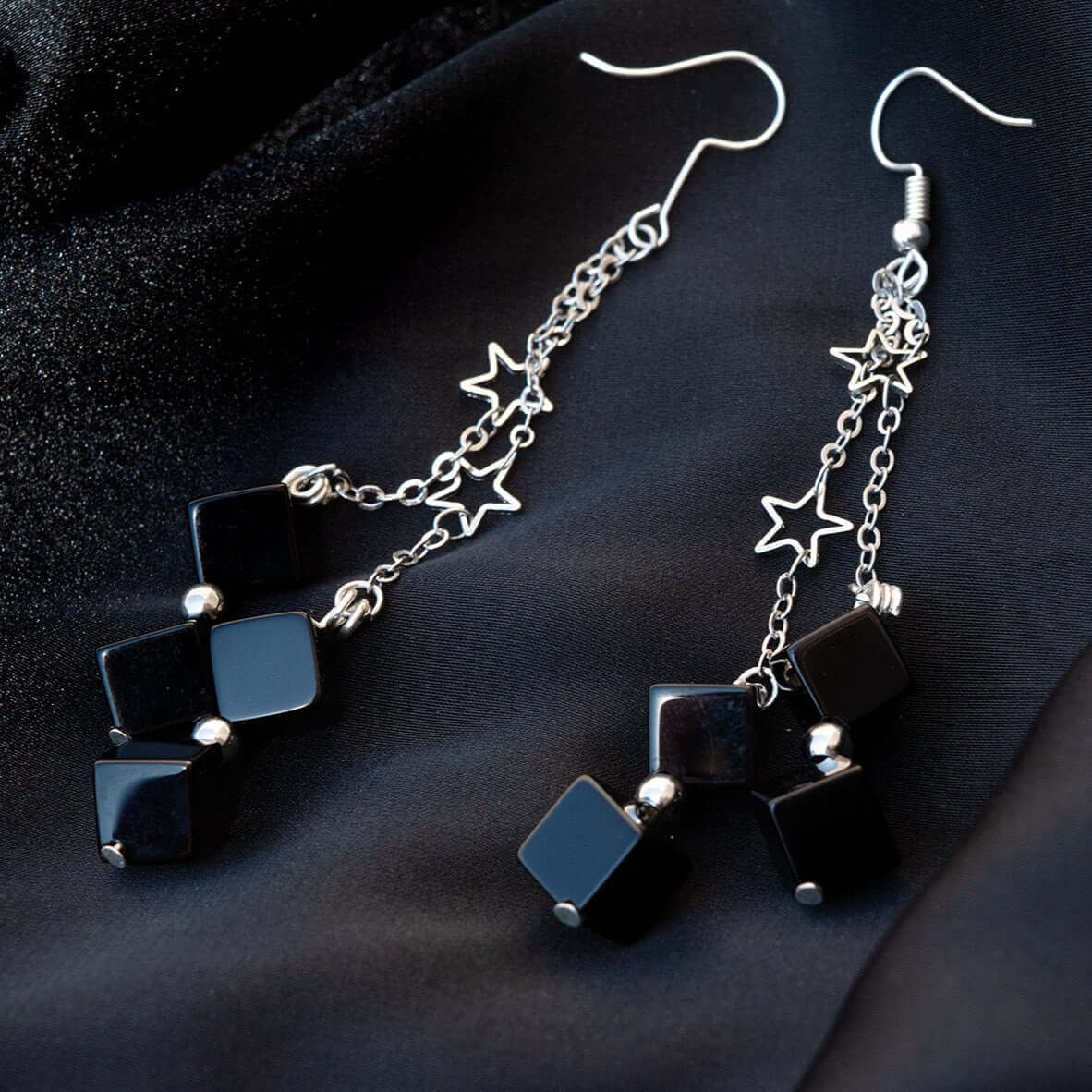 Elevate Your Elegance with Squared Black Agate earrings