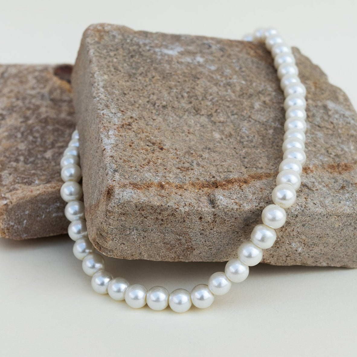 White Glass Shape big pearl necklace