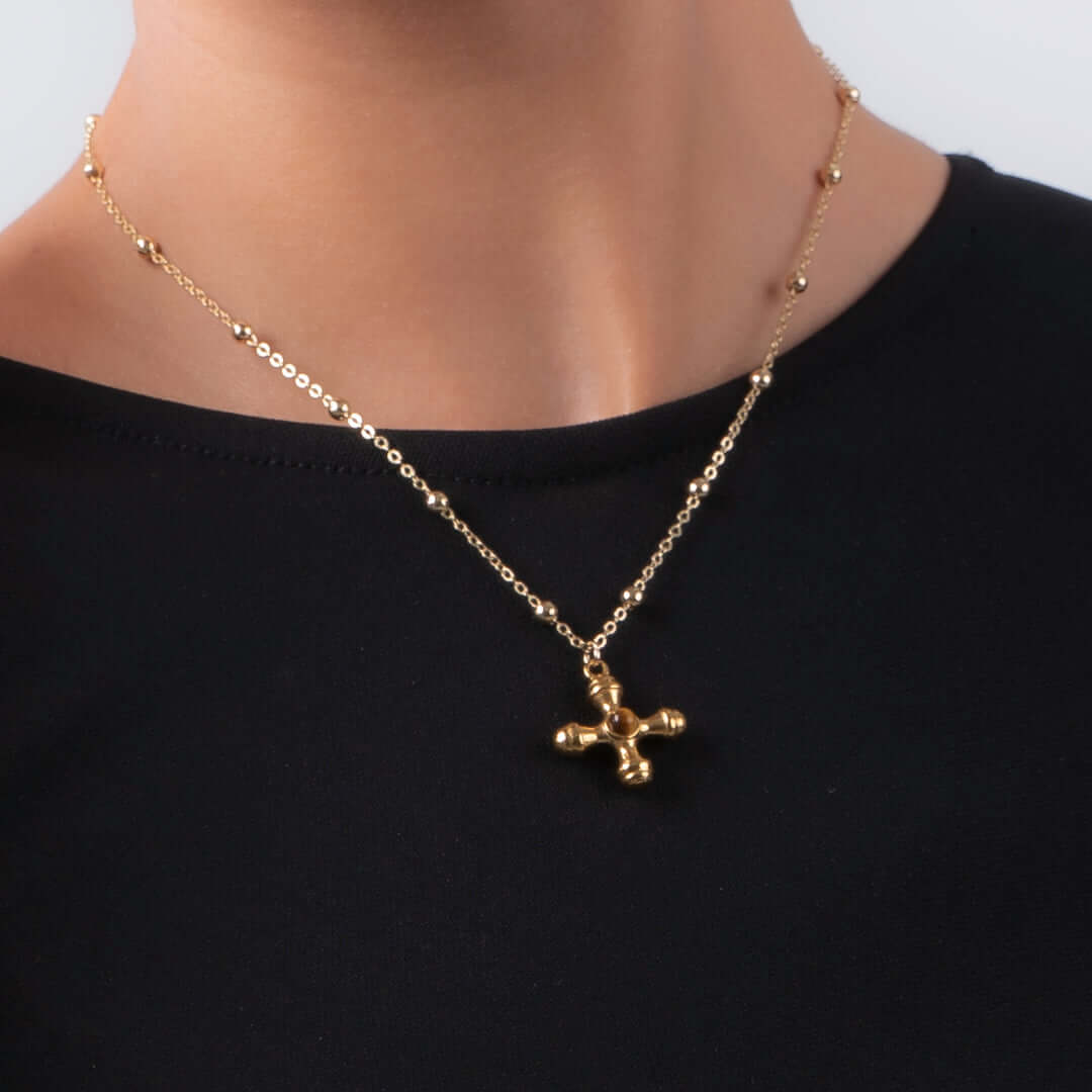 Equal-Armed Cross Necklace - Silver & 18K Gold - GAIA