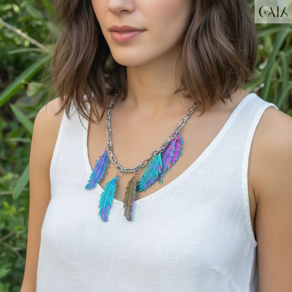 Feathers Necklace GAIA  Necklace GAIA