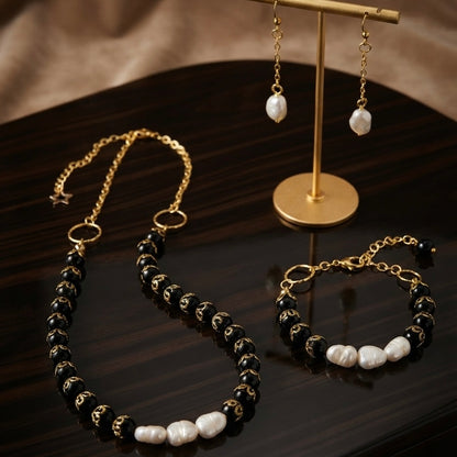 Gilded Obsidian & Pearl Ensemble